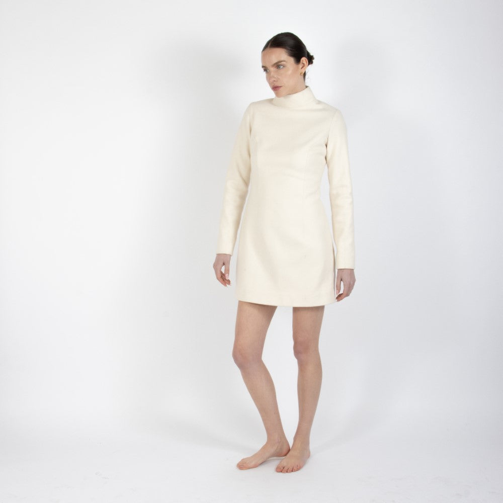Ecru White Selene Wool Dress