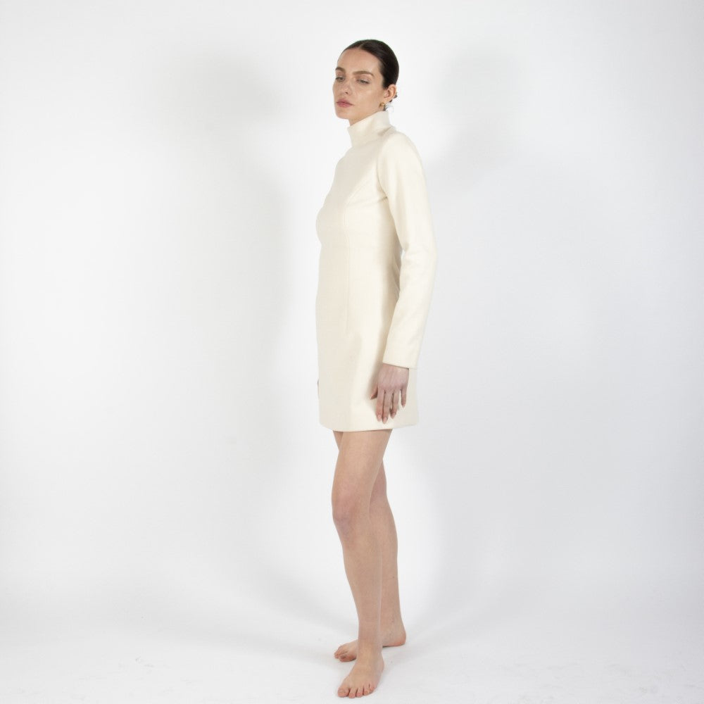 Ecru White Selene Wool Dress