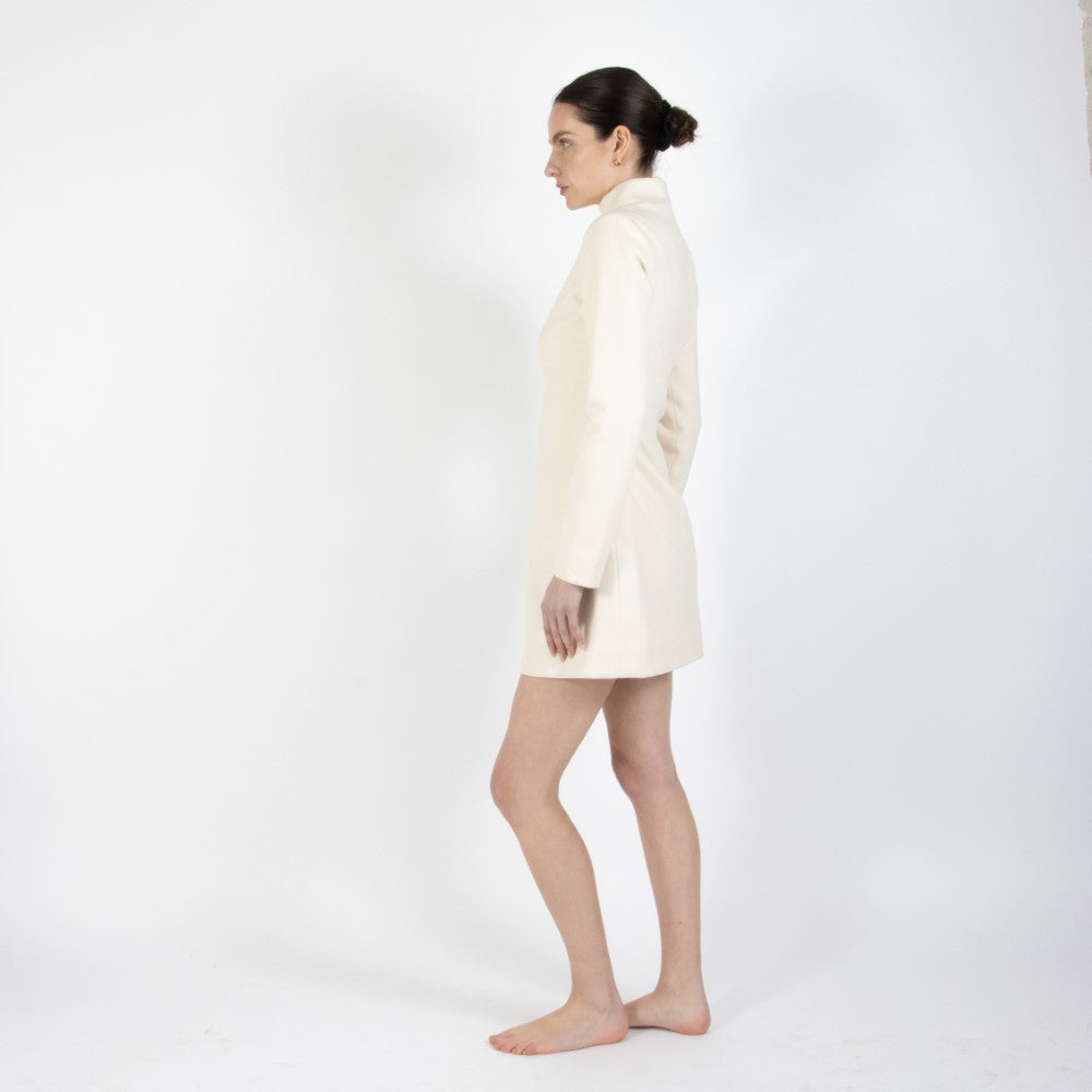 Ecru White Selene Wool Dress