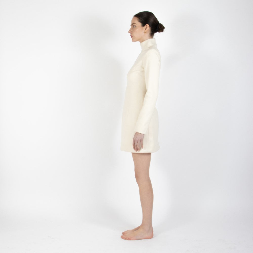 Ecru White Selene Wool Dress