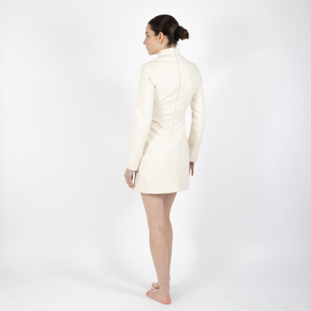Ecru White Selene Wool Dress