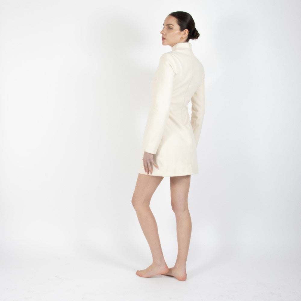 Ecru White Selene Wool Dress