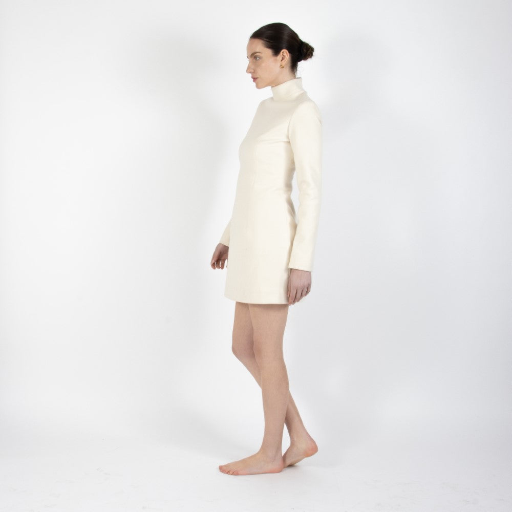 Ecru White Selene Wool Dress