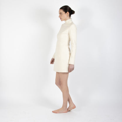 Ecru White Selene Wool Dress