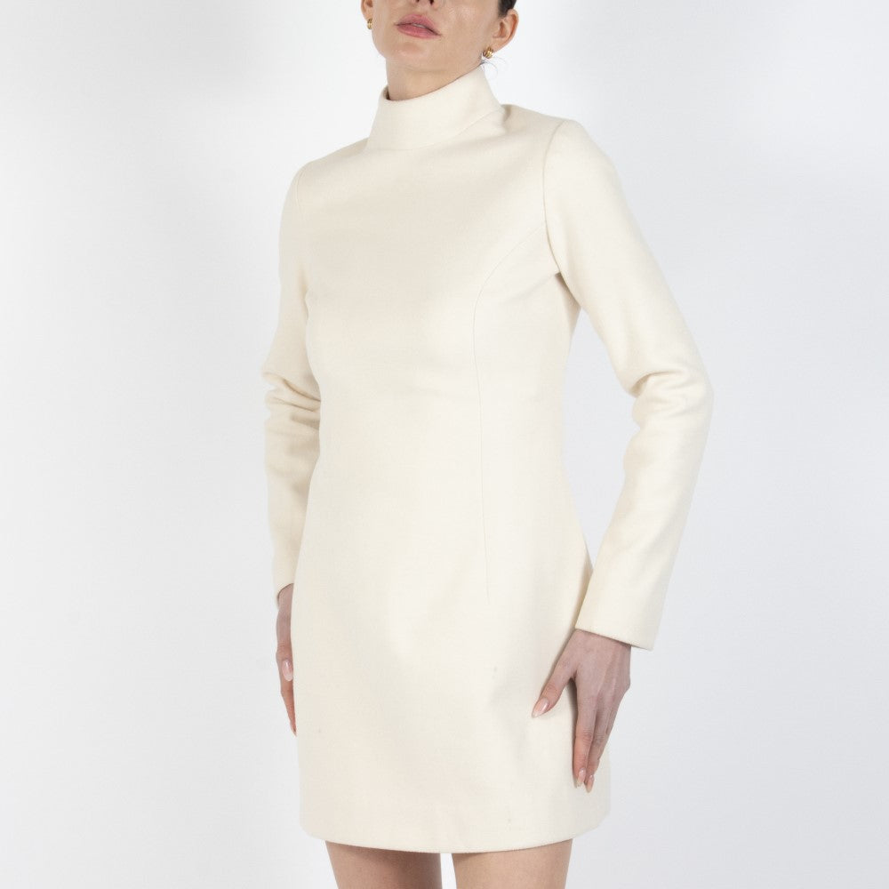 Ecru White Selene Wool Dress