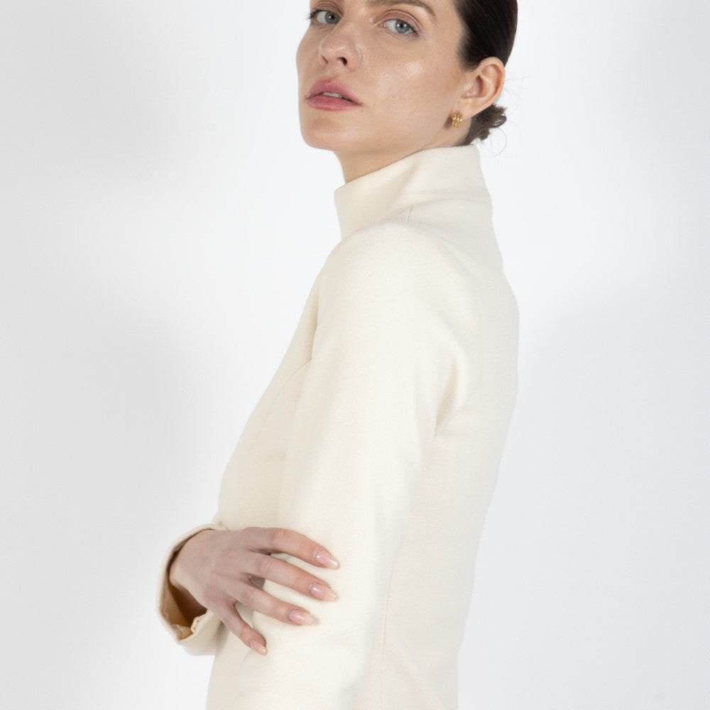 Ecru White Selene Wool Dress