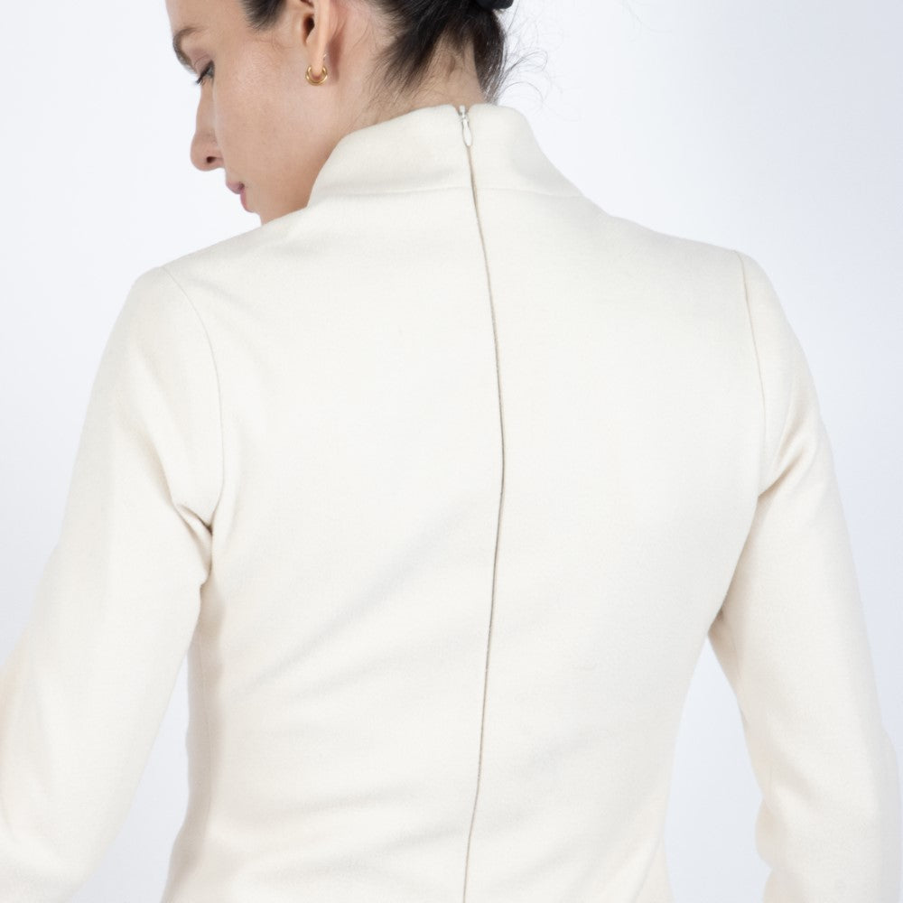 Ecru White Selene Wool Dress