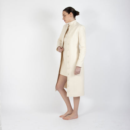 Ecru White Selene Wool Overcoat