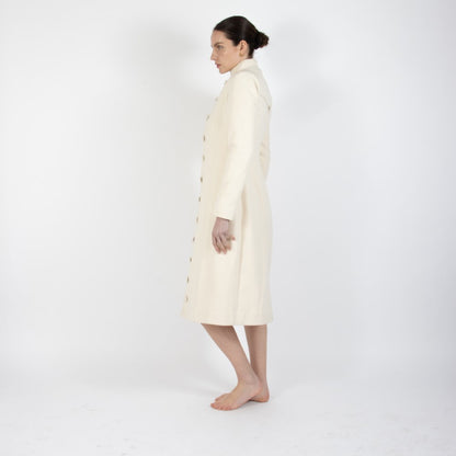 Ecru White Selene Wool Overcoat
