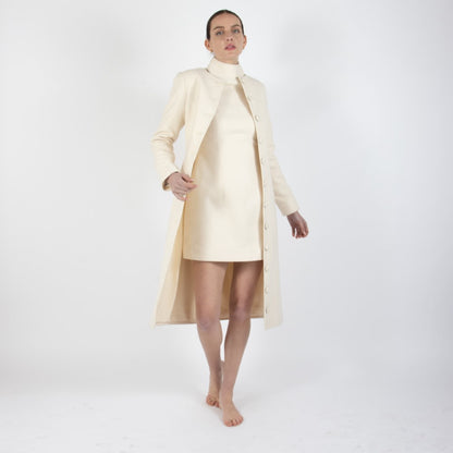 Ecru White Selene Wool Overcoat