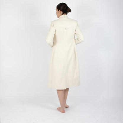 Ecru White Selene Wool Overcoat