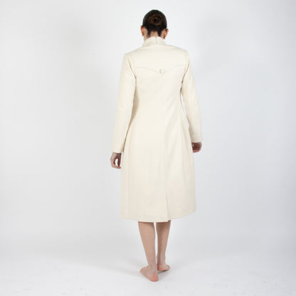 Ecru White Selene Wool Overcoat