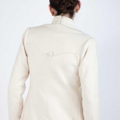 Ecru White Selene Wool Overcoat