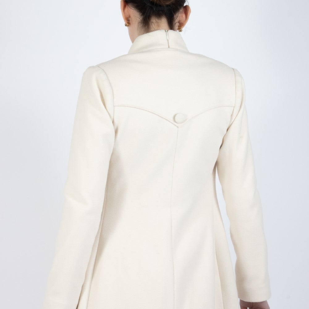 Ecru White Selene Wool Overcoat