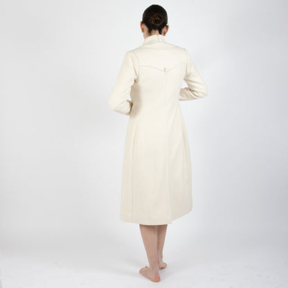 Ecru White Selene Wool Overcoat