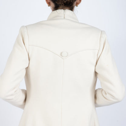 Ecru White Selene Wool Overcoat