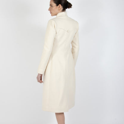 Ecru White Selene Wool Overcoat