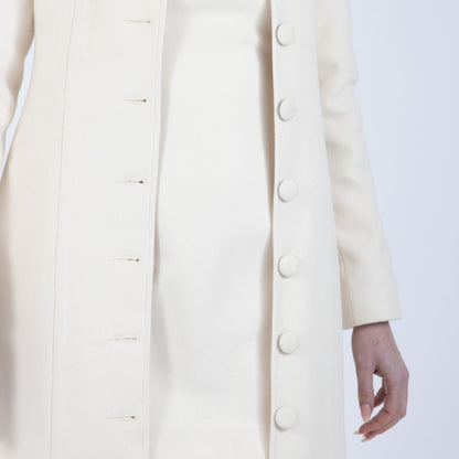 Ecru White Selene Wool Overcoat
