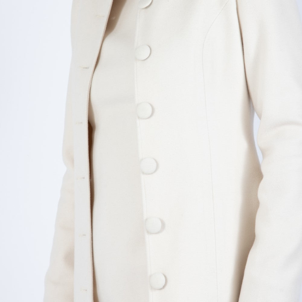 Ecru White Selene Wool Overcoat