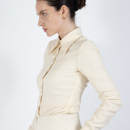 Ecru White Lumiere Pashmina Shirt